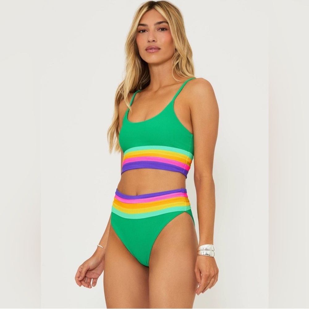 NWT Beach Riot Millie Ribbed Colorblock High
Waisted Swim Bottom - Picture 6 of 11